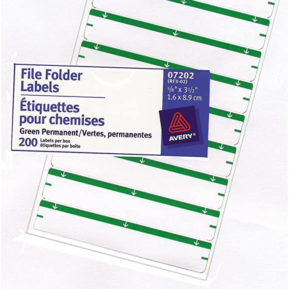 3/15$ 200 pcs File Folder Labels (Green and white)